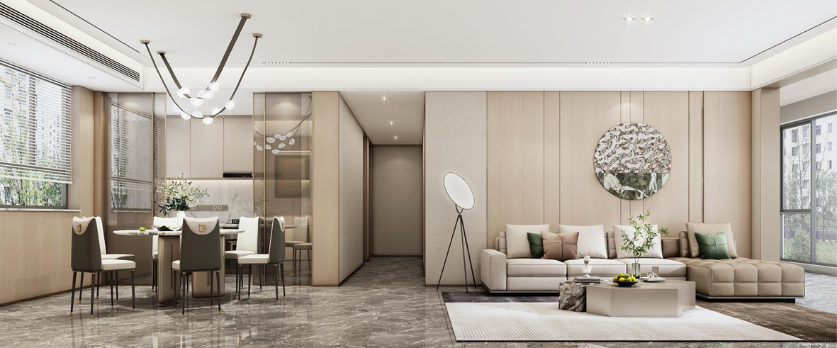 淮北.华松.蘭墅香汐B户型轻奢风样板间装饰工程(图5)