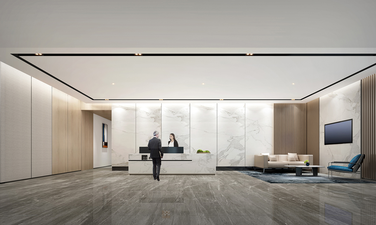 合肥祥源广场1000平方现代简约风办公室装修设计项目(图1)