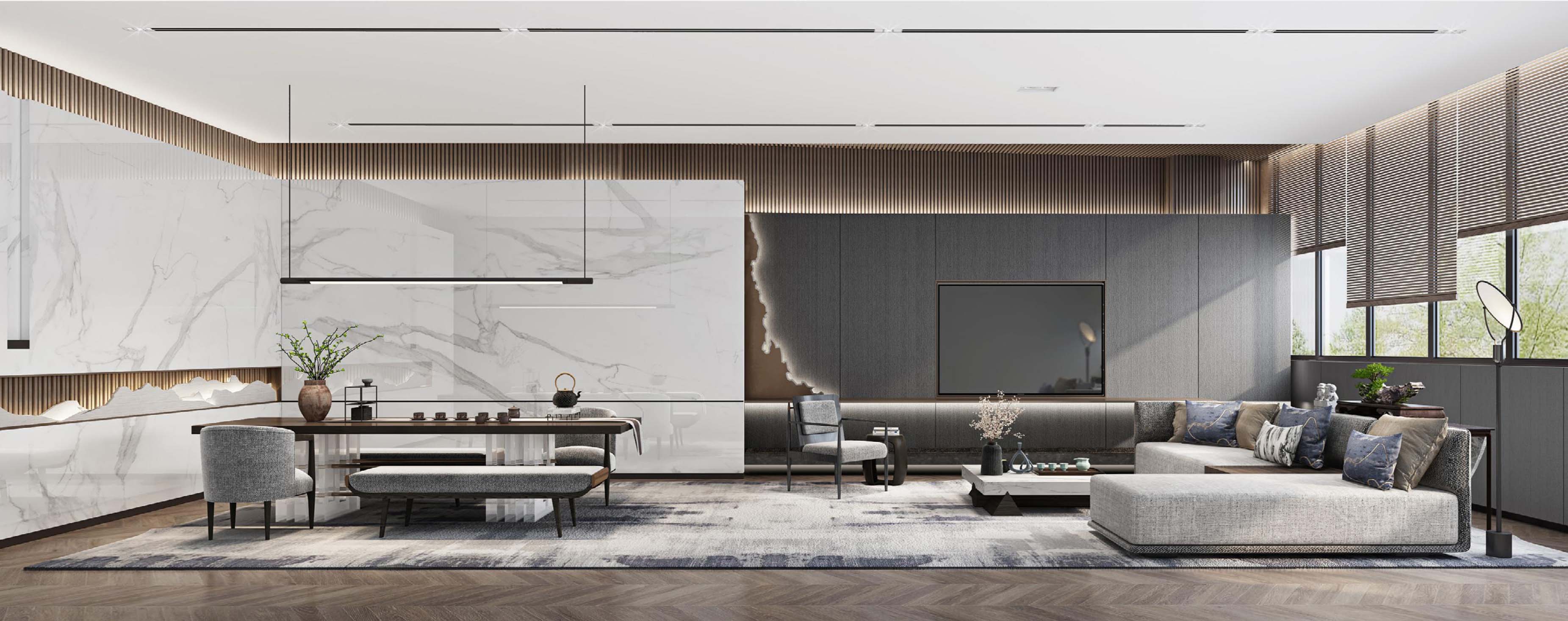 太平·某山庄新中式1200平方售楼部装饰装修工程(图5) 太平·某山庄新中式1200平方售楼部装饰装修工程(图5)