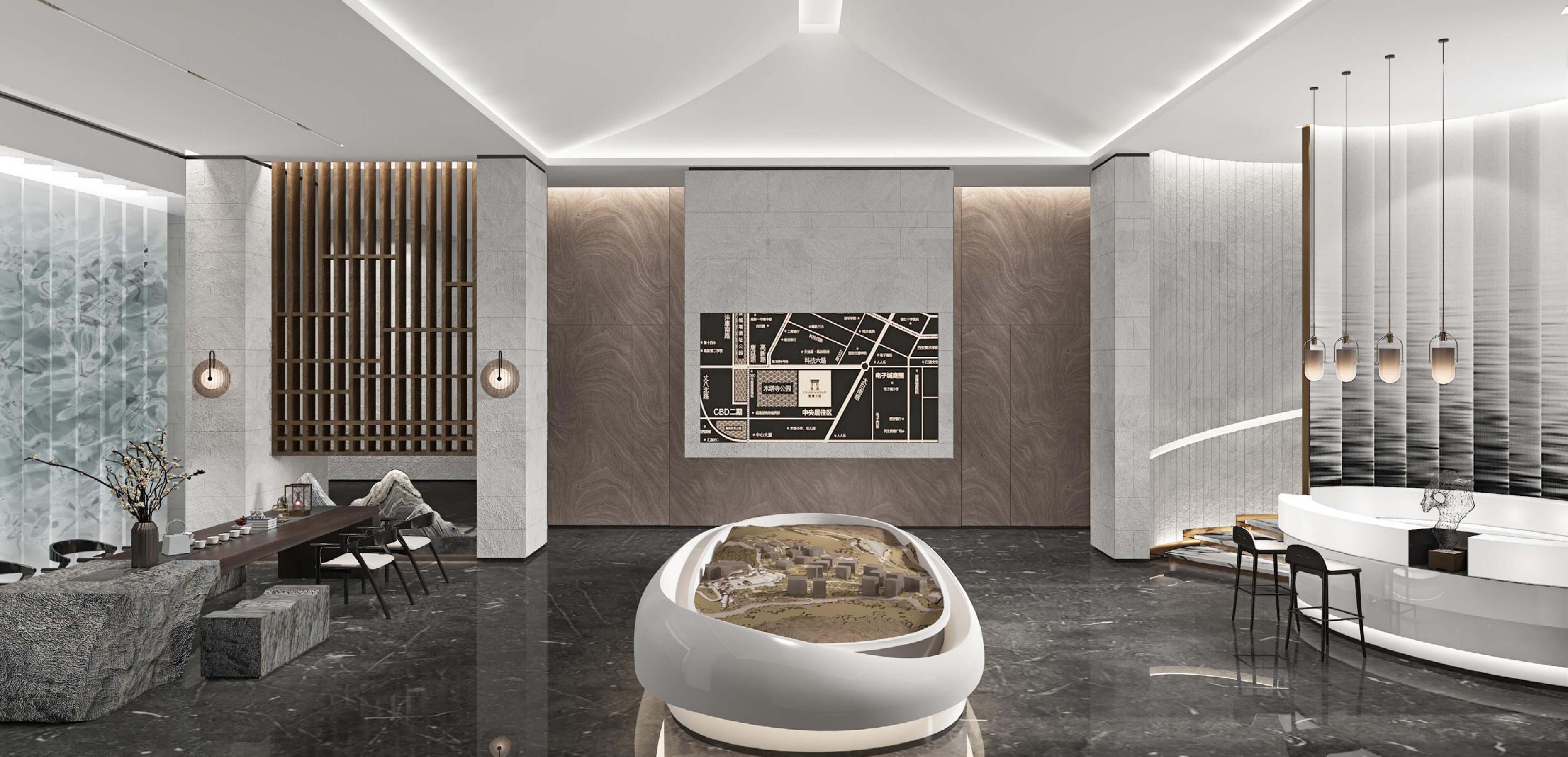 太平·某山庄新中式1200平方售楼部装饰装修工程(图6) 太平·某山庄新中式1200平方售楼部装饰装修工程(图6)