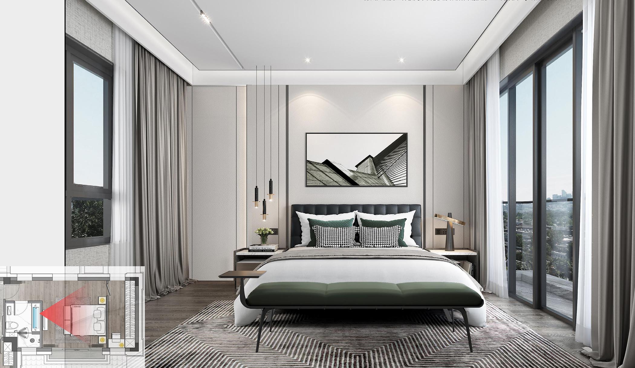 太平.某山庄C户型新中式样板间装饰装修工程(图4)