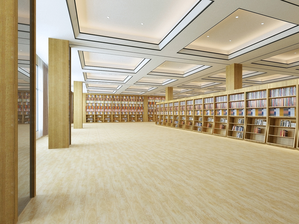 合肥45中内部图书馆装修设计案例(图1)