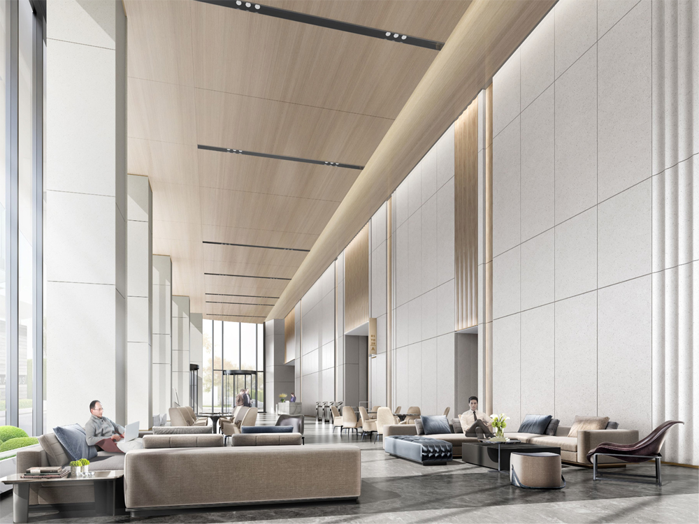 泾县皖新机电办公楼大厅装修案例(图1)