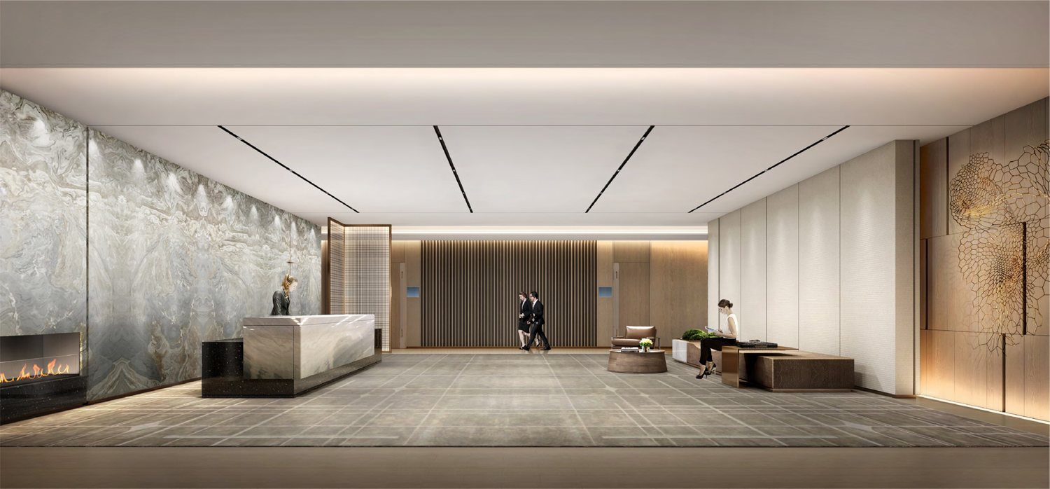 巢湖槐林渔具有限公司4000平方办公楼前台装修案例(图1)