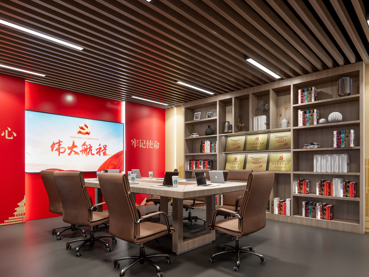 巢湖 630㎡现代红色工装风格企业党建展厅装修(图3)